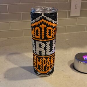 Harley-Davidson Beaded Tumbler in Orange, Black, and White